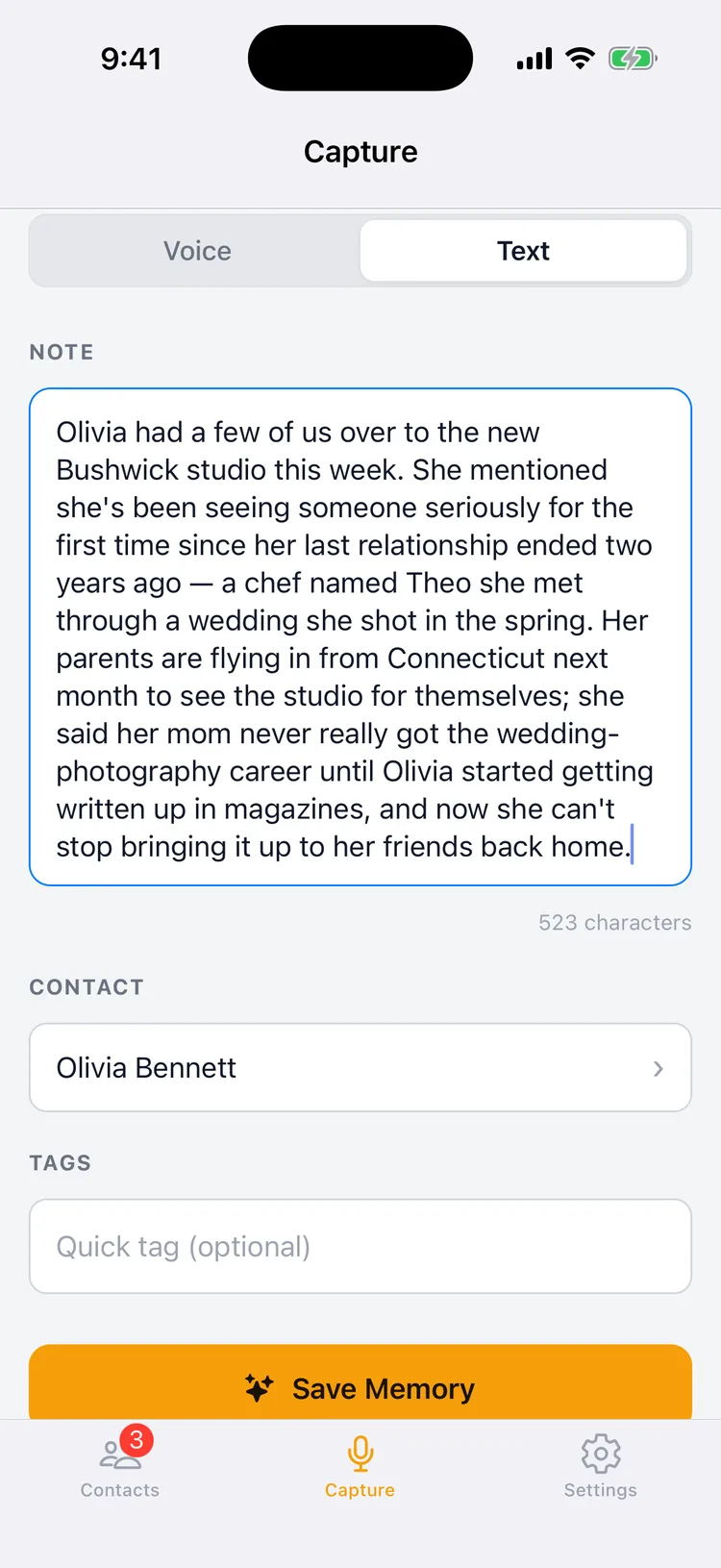 Memglow text capture screen